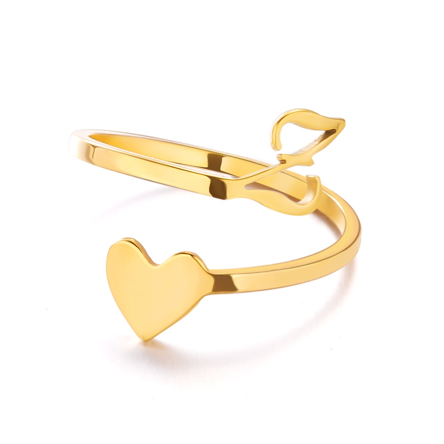 Popular Stylish Simple Letter Stainless Steel Open Three-dimensional Love Rings