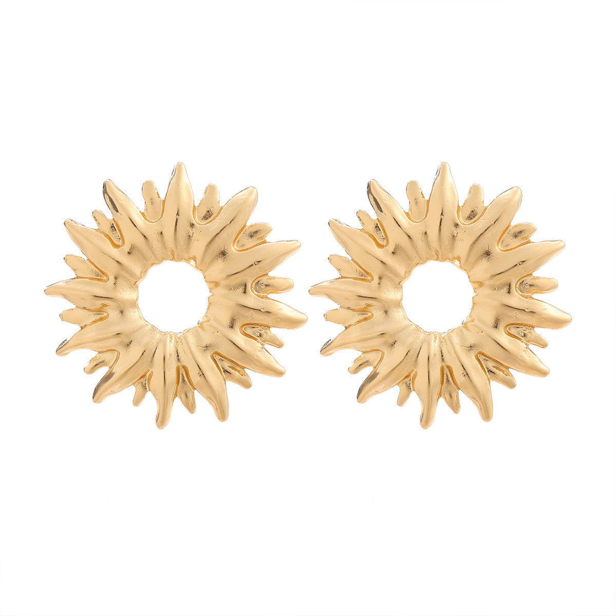 Three-dimensional Texture Sunflower Simple Elegant Polygon Earrings