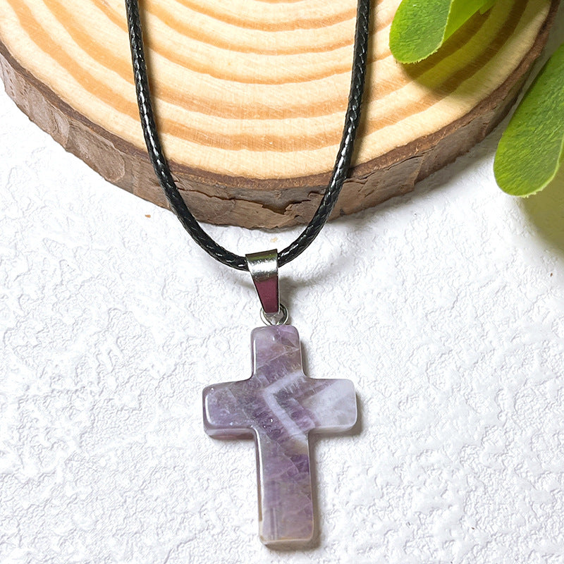 Crystal Cross Fashion Ornament Accessories Leather Rope Pendants