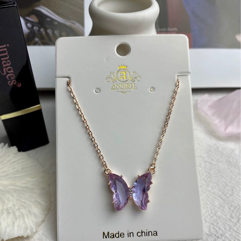 Glass Crystal Butterfly Ear Female Clavicle Necklaces