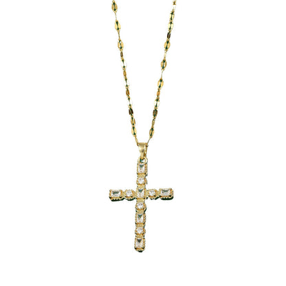 Women's Romantic Cross Light Luxury Temperament Gorgeous Full Diamond Versatile Necklaces