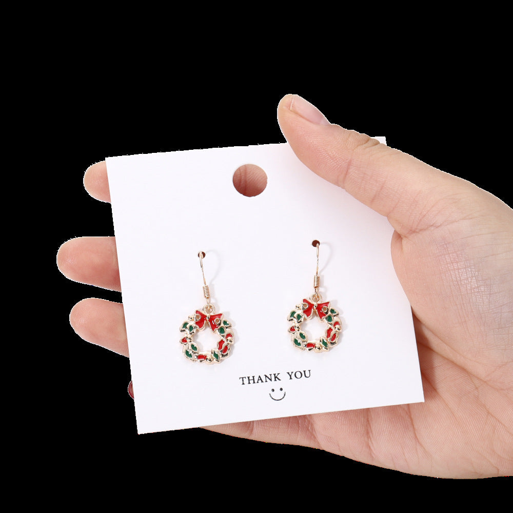 Christmas Tree Elderly Snowflake Crutch Creative Earrings