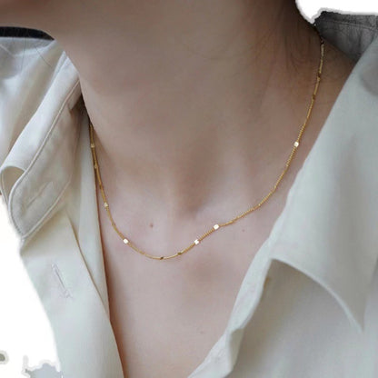 Women's Sterling Sier Gold-plated Choker Design Sense Wave Light Necklaces