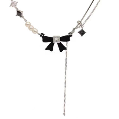 Pearl Bow Plush Atmosphere Sense Niche Necklaces