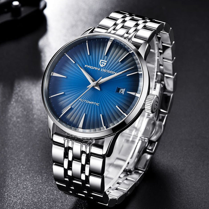 Men's Pin Buckle Spiral Watch Crown Transparent Mechanical Watches