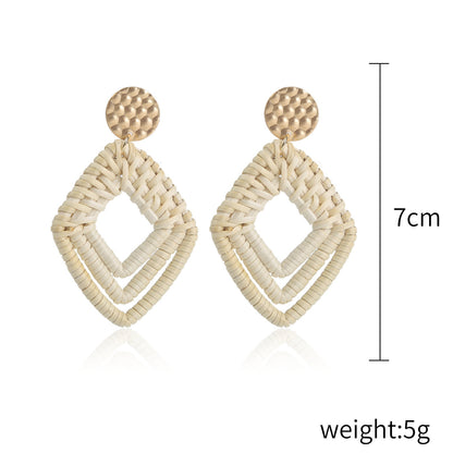 Glamorous Tassel Suit Bohemian Wood Rattan Earrings