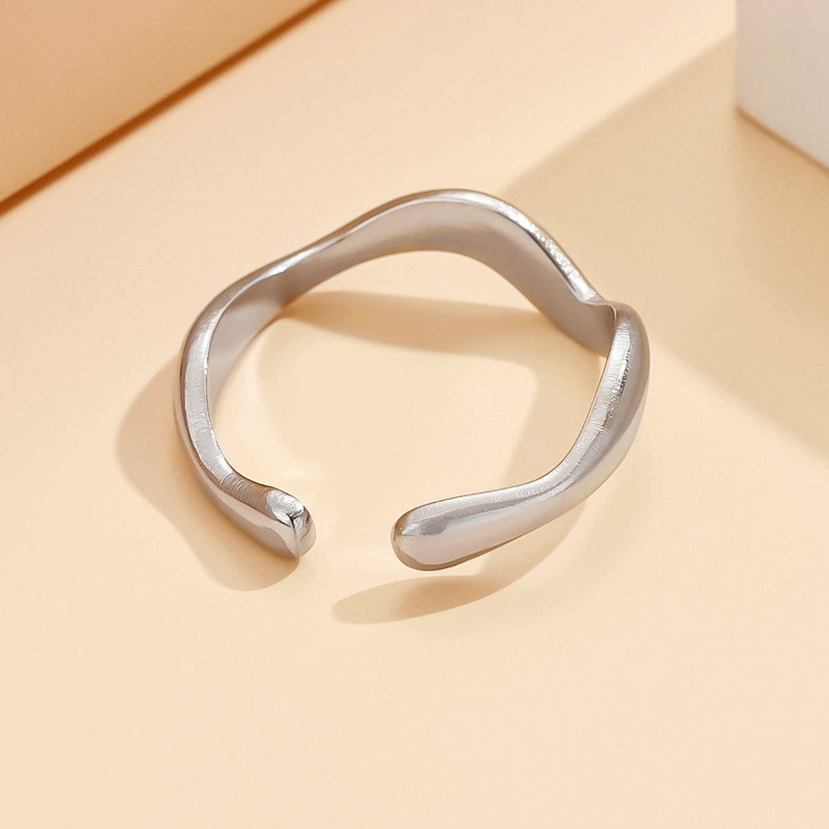 Irregular Curved Wave Female Open Stainless Rings