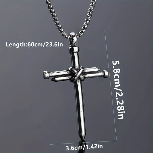 Men's Titanium Steel Cross Nail Personality Punk Necklaces