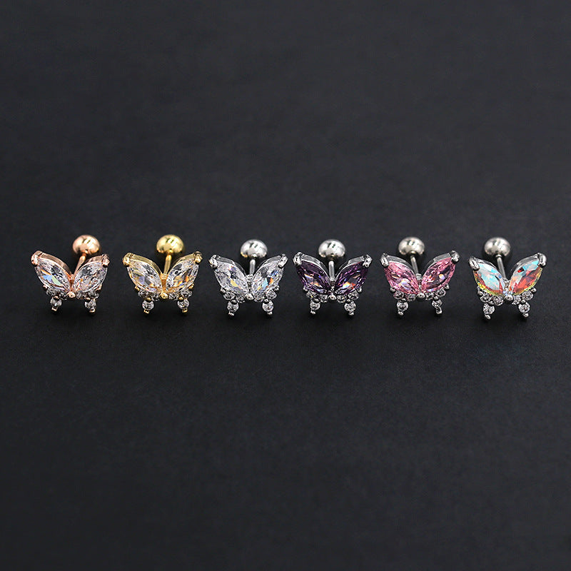 Korean Style Fashion Micro Inlaid Colorful Pink Purple Rings