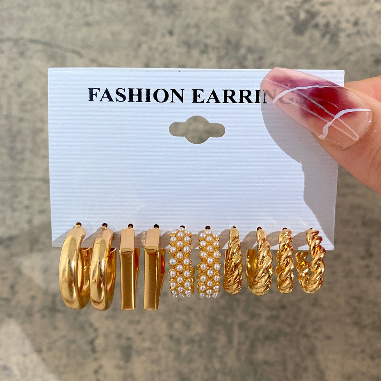 Pearl Tassel Suit Creative Simple Geometric Earrings