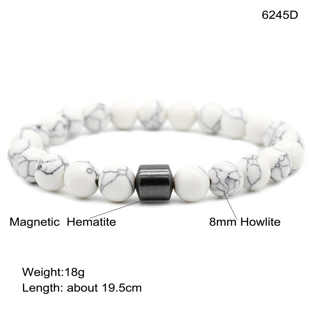 Men's Natural Stone Beaded Volcanic Rock Magnetic Bracelets