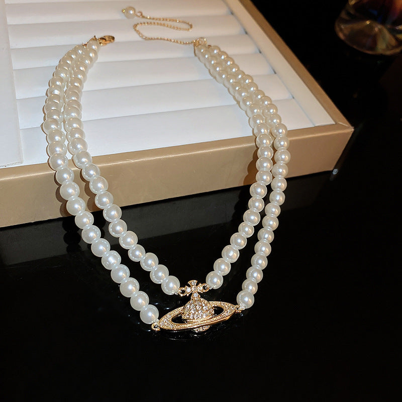 Women's Rhinestone Pearl French Retro Fashion Elegance Necklaces