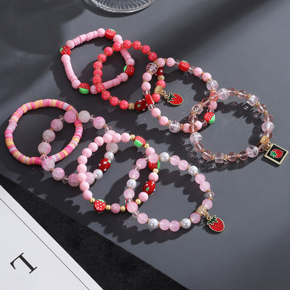 Environmentally Friendly Gentle Pink Letter Square Bracelets