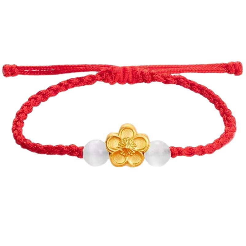 Luck Beads Female Braided Rope Flower Cherry Bracelets