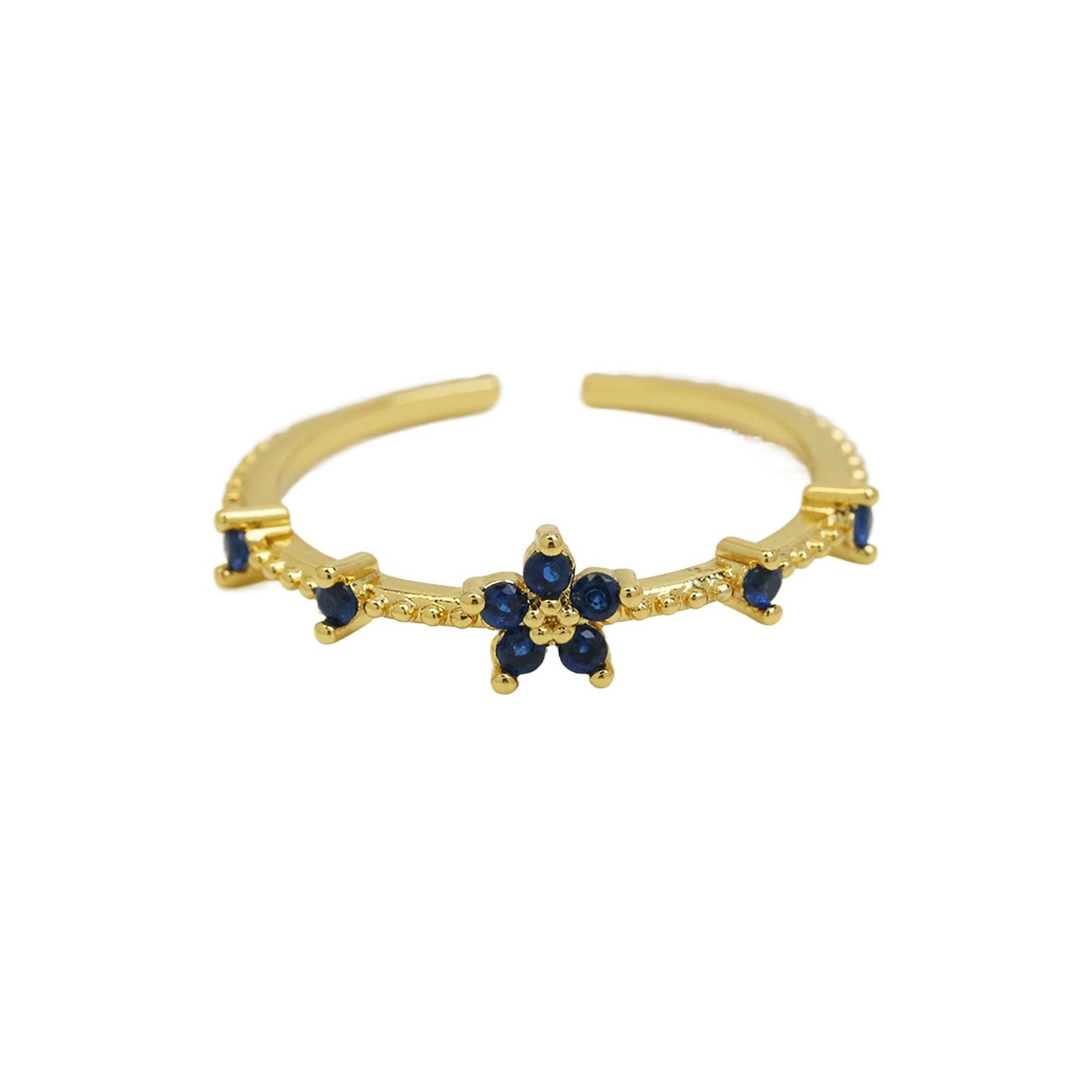 Women's Color Zirconium December Birthday Stone Little Flower Rings