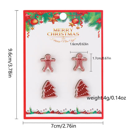 Women's Snowman Snowflake Combination Suit Wooden Cardboard Earrings