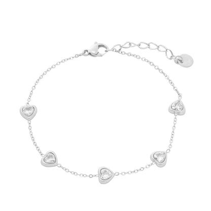 Women's Loving Heart Zircon Stainless Steel Design Bracelets