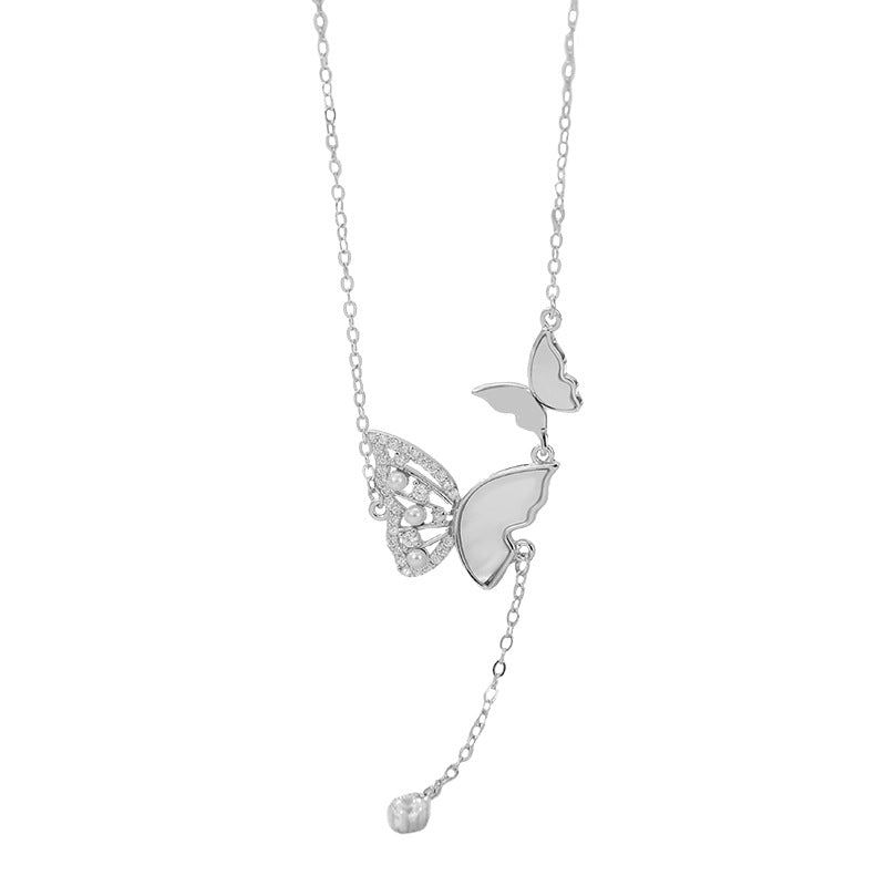 Sier Butterfly Elegant Female Korean High Sense Mori Clavicle Necklaces