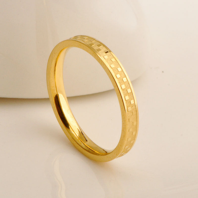 Inner Ball Checkerboard Style Minimalist Gold Rings