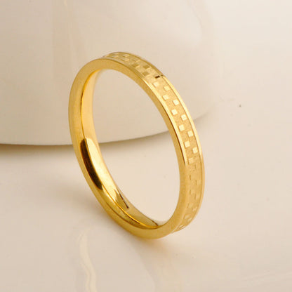 Inner Ball Checkerboard Style Minimalist Gold Rings