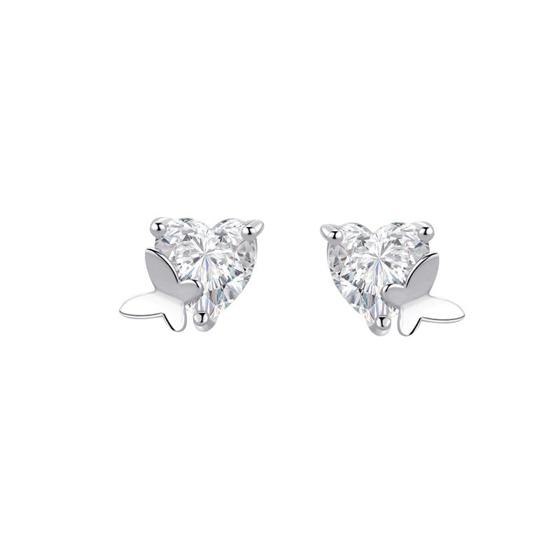 Loving Heart Zircon Summer Fresh Pastoral Earrings