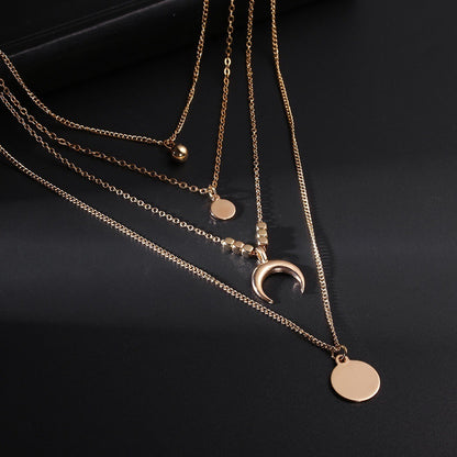 Women's Bohemian Style Moon Gold Color Sier Necklaces