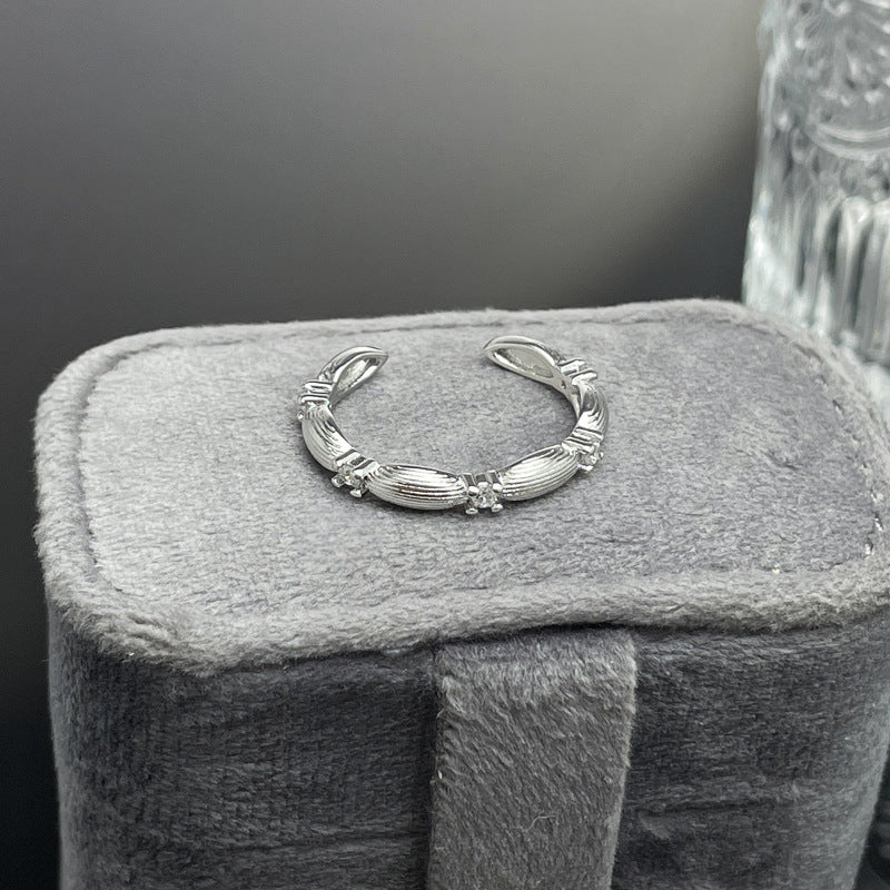 Women's Brushed Tigereye Micro Setting Court Style Geometric Design Refined Rings