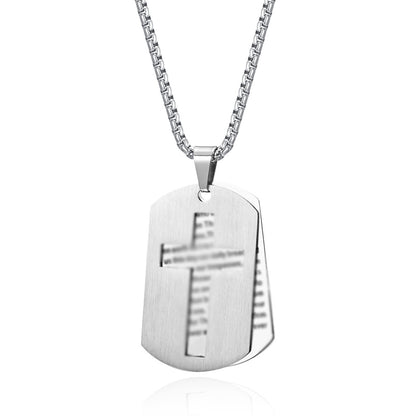 Army Stainless Steel Stacked Double Prayer Dog Pendants