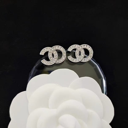Women's & Men's Quality Collection Trending Rhinestone Letters Sier Earrings