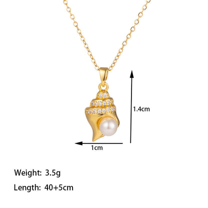 Light Luxury Small Stroke Shell Pearl Female Zircon Necklaces