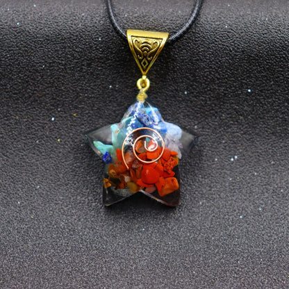 Colorful Gravel Hexagonal Cone Hexagon Prism Pendants