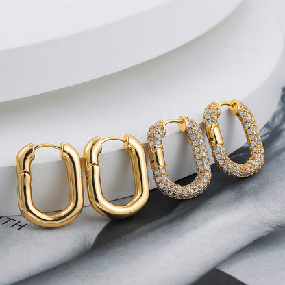 Inlaid Zircon U-shaped Ear Clip Gold Big Gas High-grade Rings