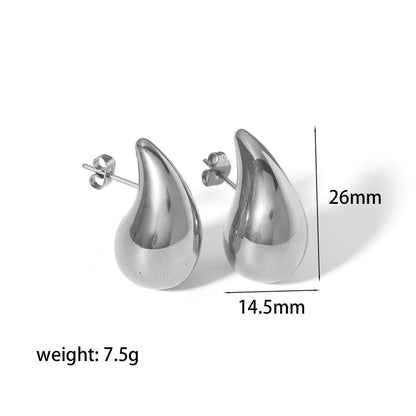 Chubby Hollow Water Drop Stainless Steel Rings