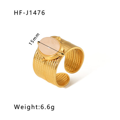 Stone Color Natural Stainless Steel Gold Rings