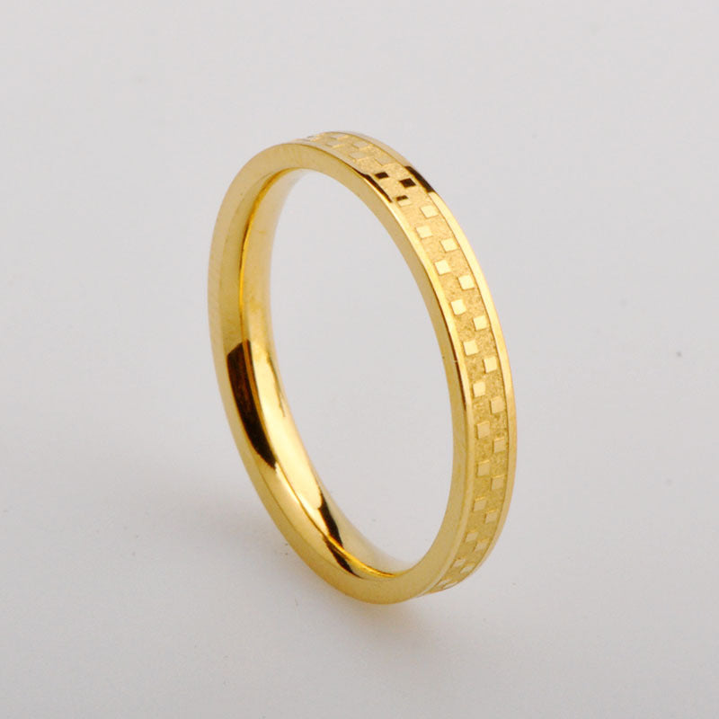 Inner Ball Checkerboard Style Minimalist Gold Rings