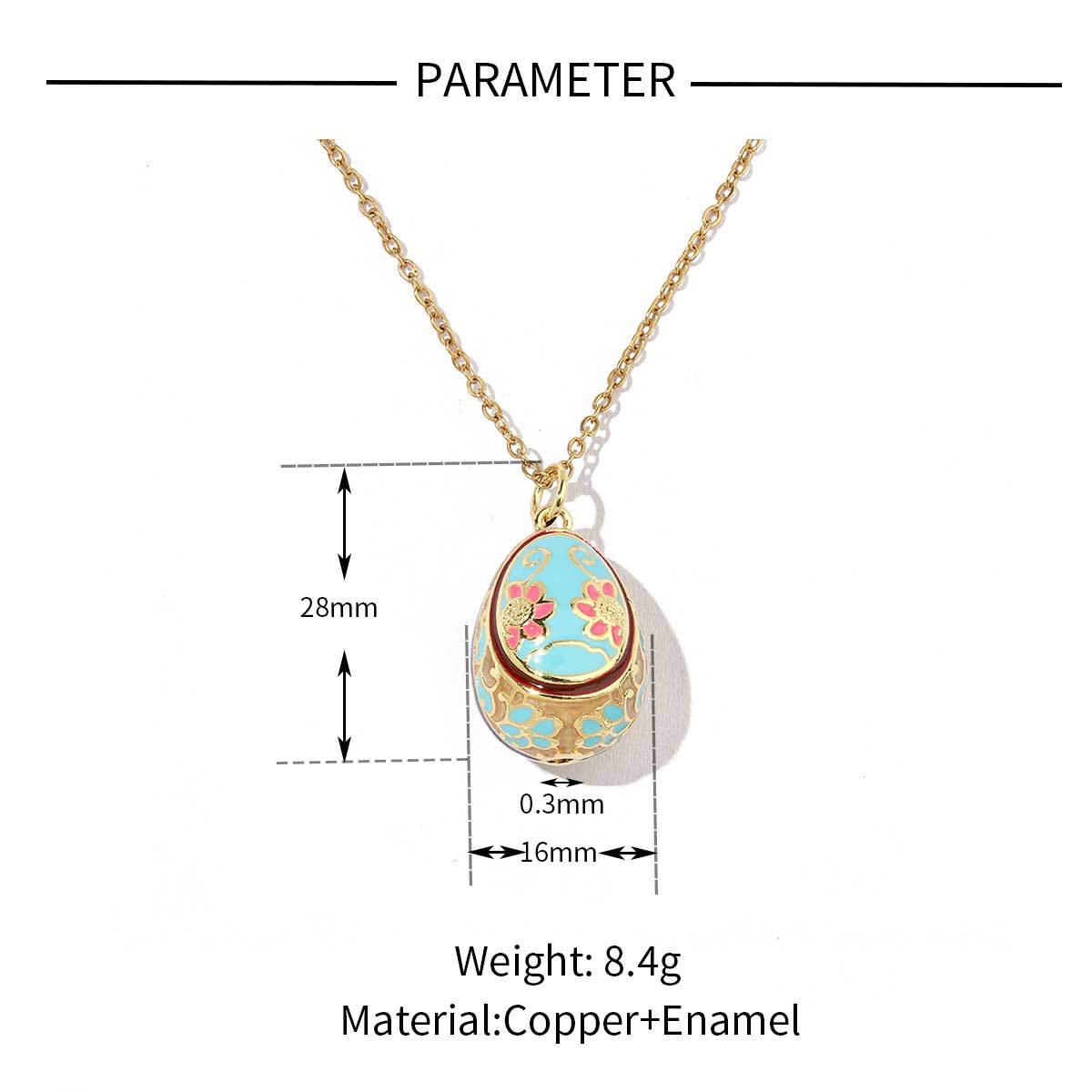 Color Copper Zircon Easter Egg Female Enamel Pendants