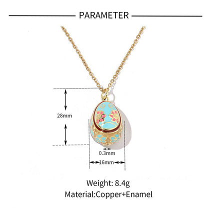 Color Copper Zircon Easter Egg Female Enamel Pendants