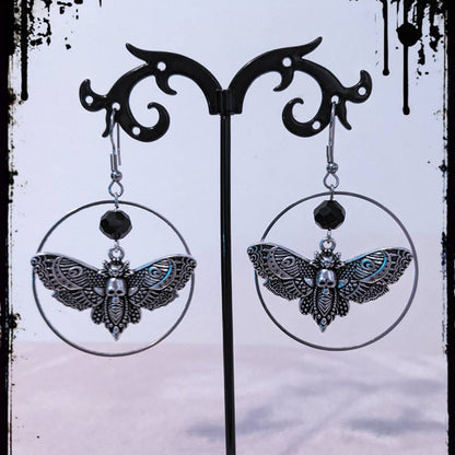 New Gothic Sier Skull Moth Stylish Earrings