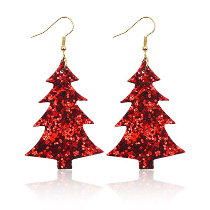 Christmas Sequins Particles Glitter Great Tree Earrings