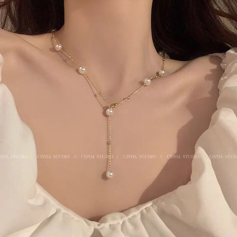 Women's Pearl Ornament High-grade Design Elegant Heart Clavicle Necklaces