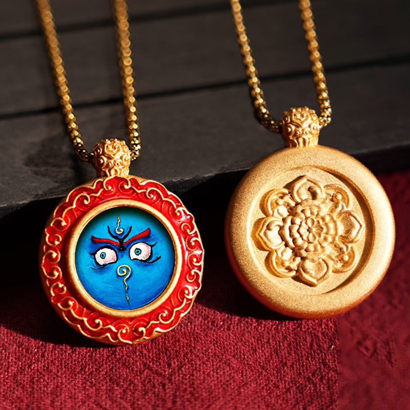 Three-dimensional Tibetan Style Fifth Master Brass Painted Wipe Pendants