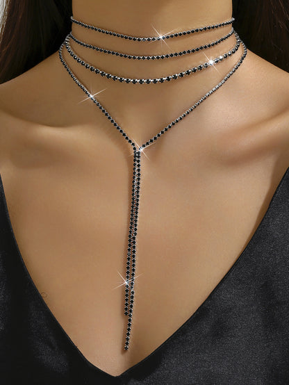 Exaggerated Minority Fashion Rhinestone Light Luxury Tassel Dinner Ball Necklaces