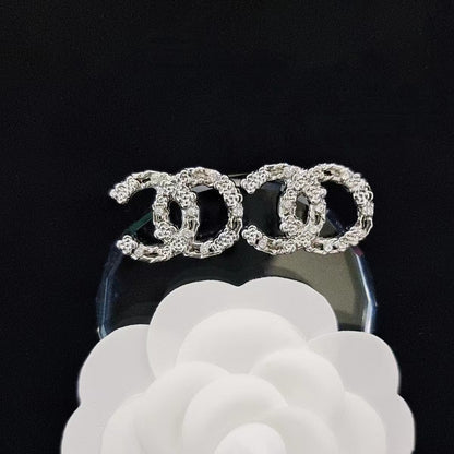 Women's & Men's Quality Collection Trending Rhinestone Letters Sier Earrings