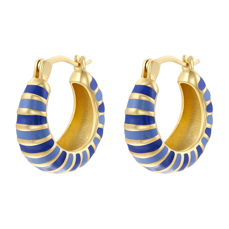Style Rainbow Color Round Creative Macaron Oval Earrings