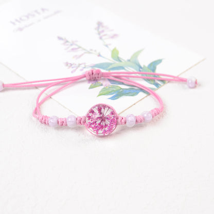 Real Flower Handmade Starry Glass Ball Bracelets