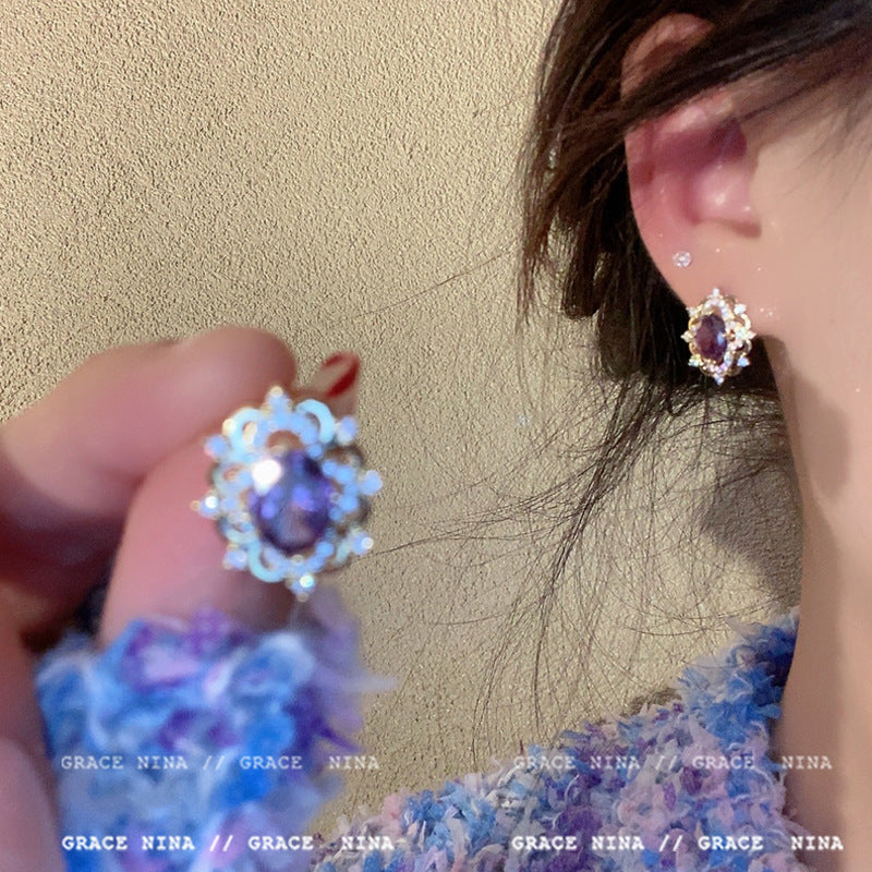 Fairy Blue Tassel Butterfly High Sense Earrings