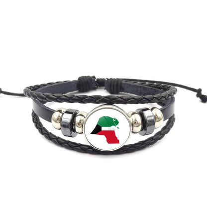 Women's Palestine Flag Punk Style Beaded Weave Bracelets