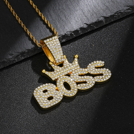 Men's Splendid Diamond Crown Letters Cuban Link Pendants