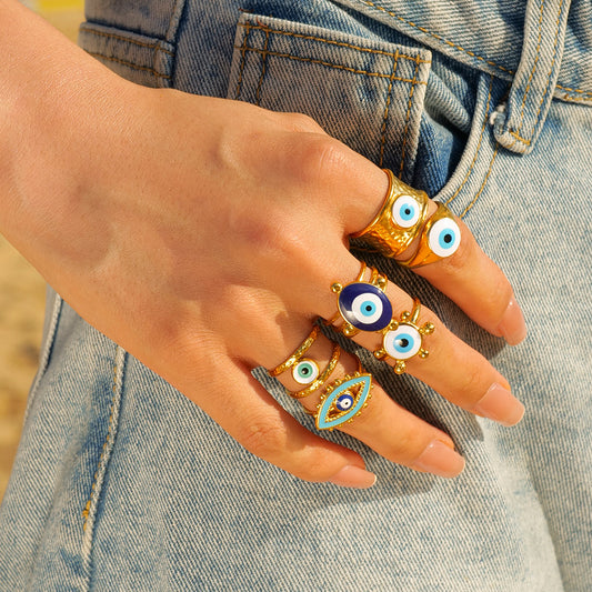 Personality Evil Blue Eye Retro Fashion Rings