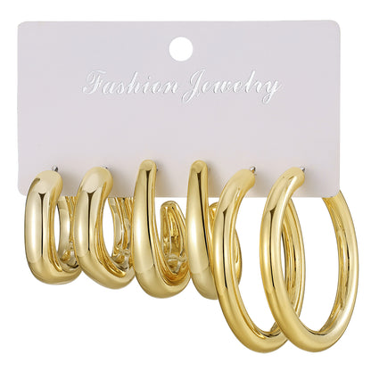 Type Irregular Card Set White Gold Color Earrings